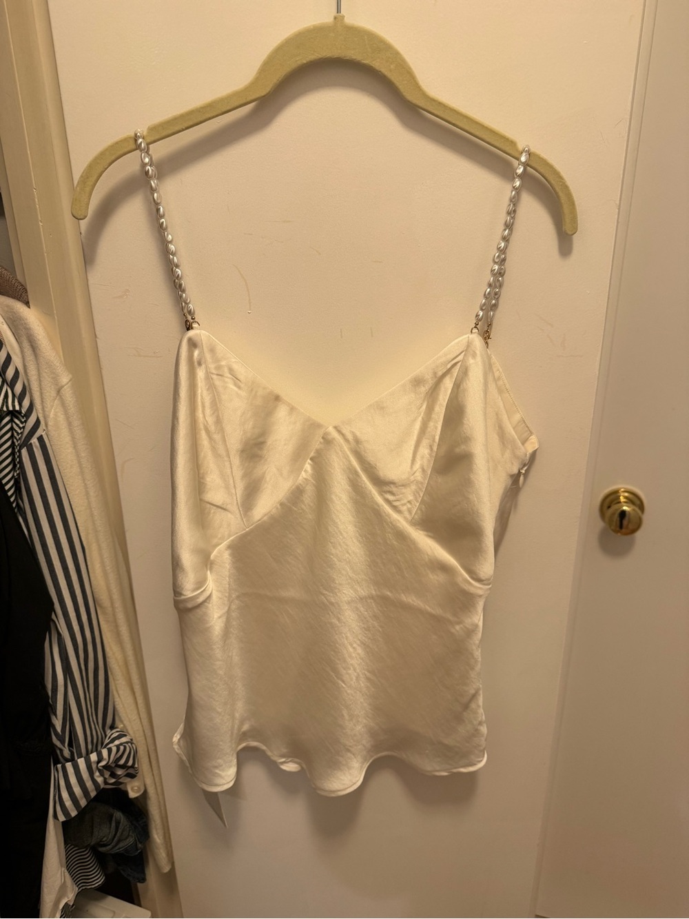 Abercrombie & Fitch Satin Cream Chain-Strap Cami
